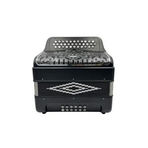 Acordeón Diatónico <span class=keywords><strong>de</strong></span> Alta Calidad, 34 Botones, 12 Bajos, 3 Registros, Negro Mate, Botones y Parrilla Plateados, Modelo JB3412C - Product Image 2