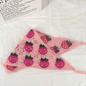 Hecho a mano personalizado Triangular forma hueco flor pelo diadema mujer algodón tejido chal <span class=keywords><strong>Bandana</strong></span> bufanda directo de fábrica - Product Image 4