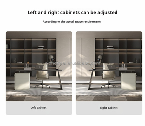 Escritorio de ordenador de oficina en casa con diseño minimalista moderno de estilo italiano, escritorio de escritura de lujo con luz Simple de piedra sinterizada de alta calidad - Product Image 4