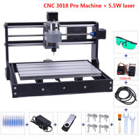 Máquina de Grabado CNC 3018 Pro 2 en 1 de 20W con Control GRBL, Kit de Router CNC DIY para Plástico, Acrílico, PCB, PVC, Madera, Tallado y Fresado