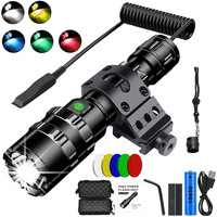 Nouvelle lampe torche tactique LED d'extérieur transfrontalière, 5 couleurs commutables (blanc/jaune/bleu/vert/rouge), en alliage d'aluminium