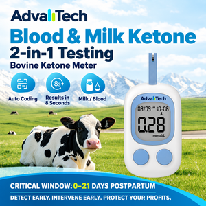 Medidor de Cetonas en Sangre y Leche Bovina AdvallTech 2 en 1, Probador de Cetosis en Vacas Lecheras en 8 Segundos - Product Image 1