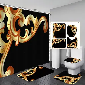 4 pezzi moderni designer marchio privato di lusso tenda da doccia Set con tappeti