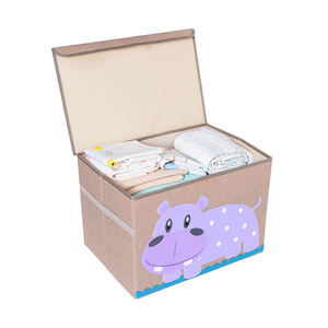 Durable Linen Toy Storage Boxes with Flip-top Lid Fun Large Toy Box Bin Organizer for Nursery