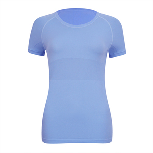 T-shirt de sport pour femme, léger, respirant, élastique, à manches courtes, imprimé uni, pour la course, le fitness et le yoga, grande taille, séchage rapide - Product Image 5