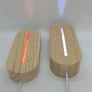 Prezzo di fabbrica 3D acrilico luce notturna vuota in acrilico da te in legno lampada a Led Base di legno Memo Board acrilico per scrivere la luce a Led per i bambini