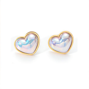 Boucles d'oreilles en forme de cœur, acier inoxydable 316L, plaqué or PVD, bijoux tendance - Product Image 2
