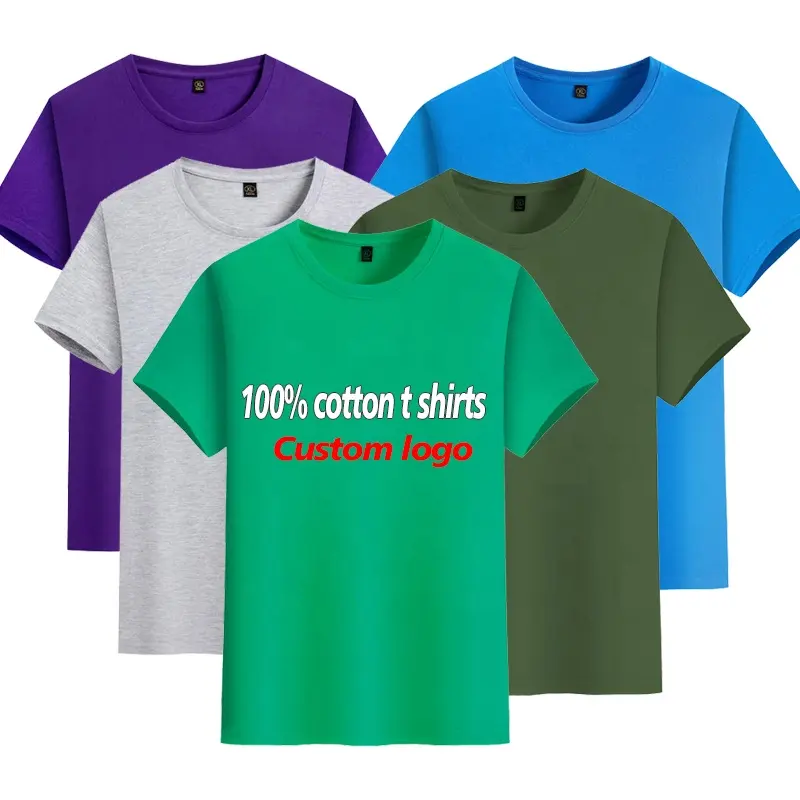 Yüksek kalite 180 gram toptan özel Logo boş 100% organik pamuk düz Tshirt erkek tişörtleri erkek t-shirt