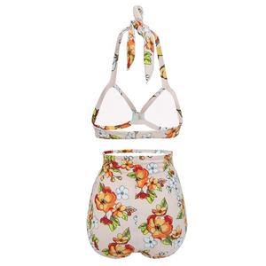 HT0157ハイウエスト女性アンダーワイヤー水着セクシービキニセットヴィンテージフローラルおなかコントロールプラスサイズストラップクラシック水着 - Product Image 3