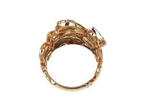 Bague en or massif 18 carats, grand cercle entrelacé, design vintage, luxe léger, diamant - Product Image 2