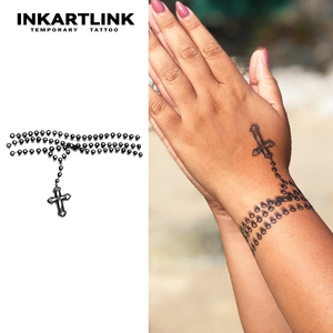 INKARTLINK - Pegatinas <span class=keywords><strong>de</strong></span> Tatuajes Temporales para el Cuerpo, Diseño <span class=keywords><strong>de</strong></span> Rosario y Cruz, Resistentes al Agua, Ecológicas, Duran 15 Días, Venta al por Mayor - Product Image 1
