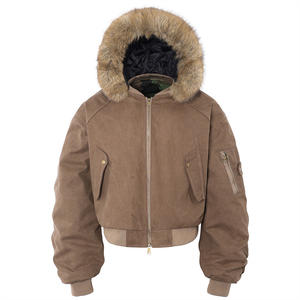 Veste pour <span class=keywords><strong>homme</strong></span> <span class=keywords><strong>de</strong></span> style streetwear, col en fourrure, à capuche, en toile d'hiver, <span class=keywords><strong>double</strong></span> couche, camouflage, fermeture éclair intégrale, 600G, haute qualité, logo personnalisé - Product Image 5