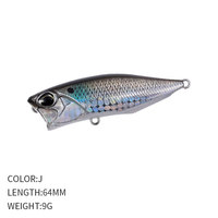 Leurre de pêche dur 6,4 cm 9g avec hameçon triple, leurres flottants bioniques 3D à 12 couleurs, leurres Popper A9116