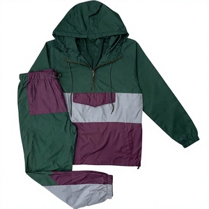 Ensemble coupe-vent unisexe léger à capuche avec empiècements, veste et pantalon, survêtement de course, séchage rapide, écologique, 100 % nylon, personnalisable - Product Image 5