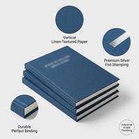 Carnet à couverture souple texturée en lin de qualité supérieure, avec estampage à chaud argenté, reliure parfaite, papeterie de haute qualité