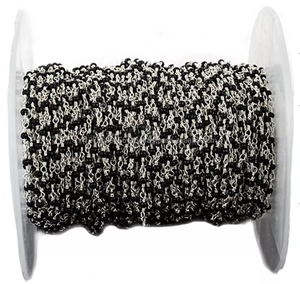 Pierre précieuse de spinelle noire fabriquée à la main 2-2.5 MM perles chaînes de chapelet à facettes pour la fabrication de boucles d'oreilles collier - Product Image 3