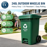 Poubelle à pédale extérieure en plastique grande capacité 240L avec logo personnalisé, deux roues