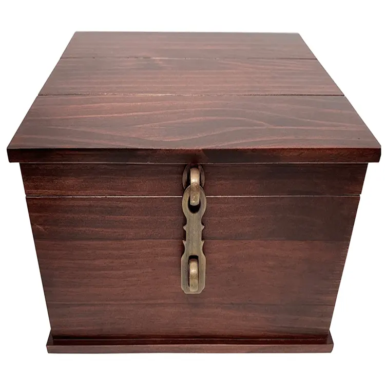 กล่องเก็บของอเนกประสงค์สำหรับตกแต่งแนววินเทจ Luxe,พร้อมฝาปิดแบบบานพับกล่องเก็บของแบบซ่อนไม้