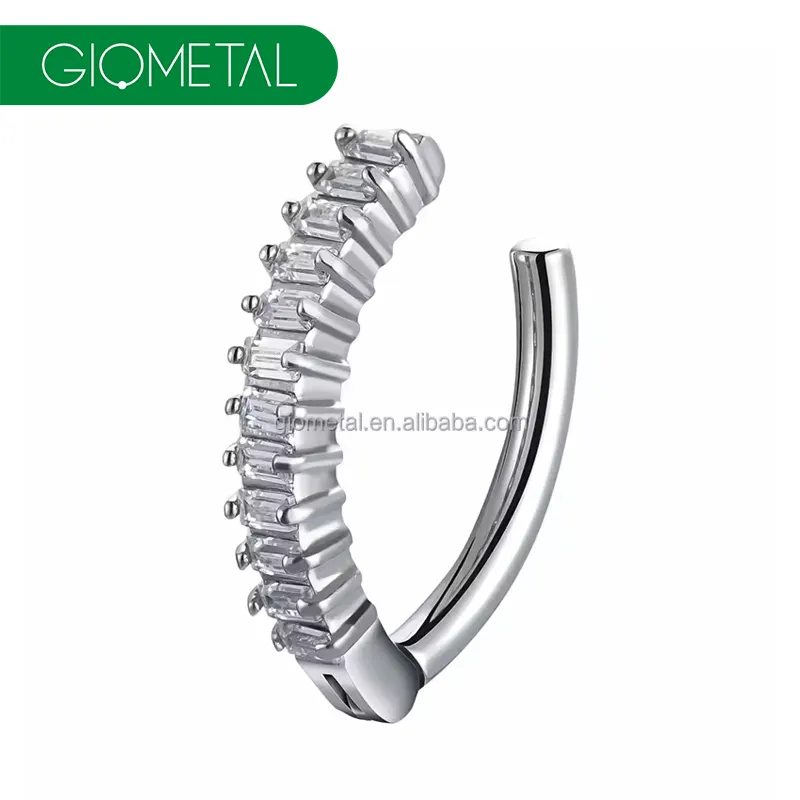 Giometal Classic Navel Belly Ring Jewelry ASTM F136 Titanium Gemmed Navel Ring Internally Threaded Sexy Piercing Wholesale