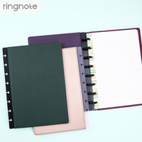 Couverture de carnet A5 RINGNOTE en cuir PU, logo personnalisé, couverture rigide pour agenda et organiseur à disques