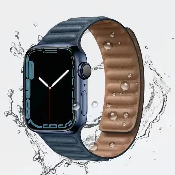 Genuine Leather Link Strap For Apple Watch Band 44mm 40mm 38mm 42mm Watchband Magnetic Loop Bracelet IWatch Series 7 6 SE 5 4 3