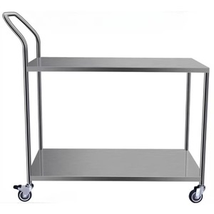 Chariot de manutention double couche en acier inoxydable pour le transport de marchandises - Product Image 2