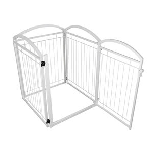 Recinto per Cani da Interno - Plastica Ecologica, Motivo Solido, Chiusura a Bottone, Sicuro e Resistente, 32 Pollici, 6 Pannelli per Cani Piccoli e Medi - Product Image 1