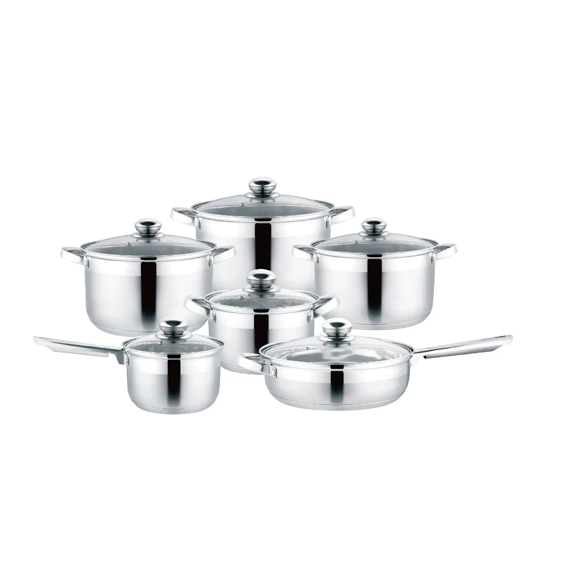 New Stretched Pot Non Stick Cookware Set Pot Custom 6 Pieces Best Stainless steel Cookware Pans Pots Set