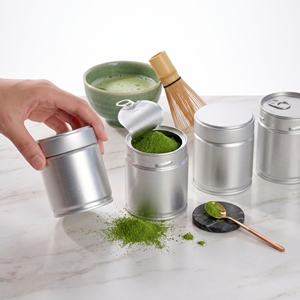 Lata de Matcha al por Mayor de 30g con Tapa Hermética Interna, Contenedor de Grado Alimenticio con Serigrafía Plateada para Uso Ceremonial - Product Image 3