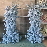 Arche de mariage moderne en soie bleu clair réaliste, fleurs artificielles faites à la main, toile de fond florale pour Noël, la fête des Mères, la Saint-Valentin