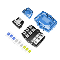 Recoil ZDFGK3 Mini-ANL Sigorta ve Topraklama Bloğu Kiti, 1/0/2/4 Giriş, 4/8 Çıkış, 3 Yollu, Çinko Alaşımı, Krom, Denizcilik Sınıfı, 9 Sigorta 60/80/100A