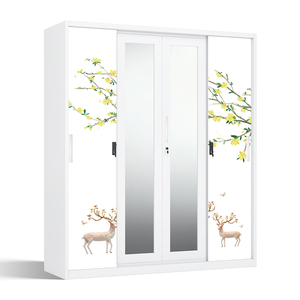 Steel Printed <b>Wardrobe</b> with <b>Mirror</b> and <b>Sliding</b> <b>Doors</b> 1600mm for Indonesia Philippines India Market - Product Image 1