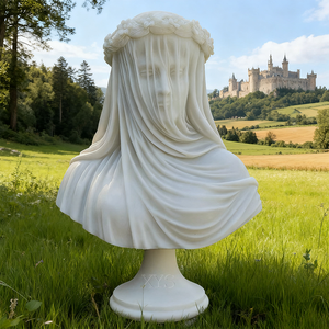 <span class=keywords><strong>Statue</strong></span> personnalisable de <span class=keywords><strong>femme</strong></span> <span class=keywords><strong>voilée</strong></span> en <span class=keywords><strong>marbre</strong></span> blanc, style artistique romantique, pour hall de villa - Product Image 3