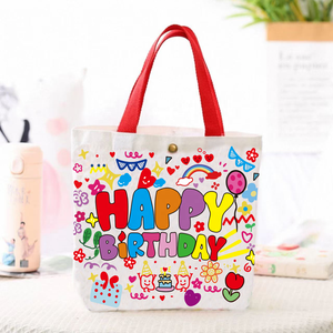 Bolsas de regalo de cumpleaños con dibujos animados personalizados, bolsas de mano para niños, estudiantes, bebés, día de jardín de infantes, bolsas de lona para regalos al por mayor - Product Image 4
