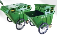 Chariot à déchets à roulettes en acier pour l'extérieur, bac à déchets imperméable, camion à ordures de rue, poubelle à roulettes de 400 L, mini pompe à moteur
