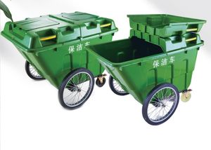 Afvalwagen met wielen voor buiten, van staal, waterdicht, voor straatonderhoud, 400L vuilnisbak, mini-motorpomp - Product Image 6