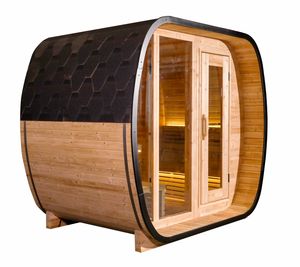 Suite de sauna carrée premium HELIUS |   Expérience de spa avec vestiaire privé et poêle élégante en acier inoxydable - Product Image 2