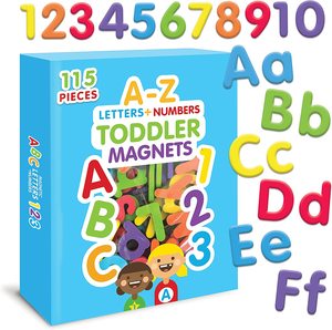 114 lettres et chiffres magnétiques pour les tout-petits, aimants pour l'alphabet, aimants pour les chiffres, aimants pour le réfrigérateur. Jouet en lettres magnétiques en mousse ABC pour enfants - Product Image 1