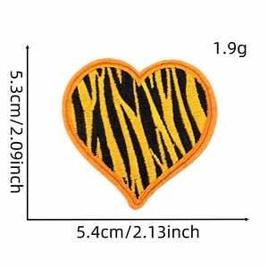 New Iron on Embroidered <b>Black</b> Edge Leopard Stone Pattern Star Heart Patch for Hat <b>Bag</b> Decoration - Product Image 5