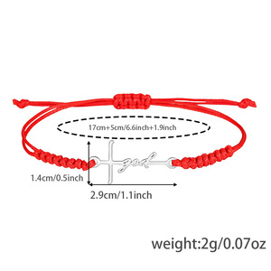 Waxed Thread Braided <b>Bracelet</b> Set Stainless Steel Cross Letter Unisex Jewelry Gift Fashion <b>String</b> <b>Bracelets</b> - Product Image 4