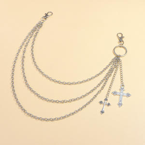 <b>Cross</b> <b>Chain</b> Pants <b>Chain</b> Zinc Alloy Detachable Unisex Daily Wear Fashion Body <b>Chain</b> - Product Image 2