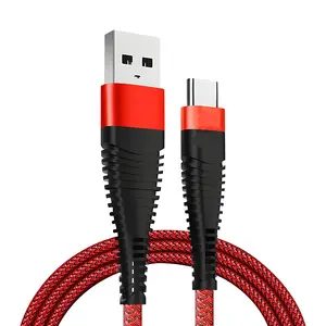 Factory Wholesale Nylon Cable 2.4A 3FT 6FT 10FT Fast Charge USB Cable Color Cable for Samsung Galaxy