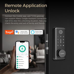 Arpha Tuya APP Electronic Fingerprint Hotel Black Smart Deadbolt <strong>Door</strong> <strong>Locks</strong> Waterproof Gate Home Outdoor Smart <strong>Lock</strong> With <strong>Handle</strong> - Product Image 3