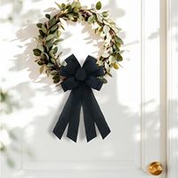 Couronne de Noël en toile de jute noire avec nœuds en ruban, 20x11 pouces, style ferme, décorations de fêtes et d'anniversaires pour la porte d'entrée de la maison