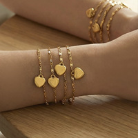 Bracelet chaîne avec pendentif cœur pour femme, bijoux géométriques couleur or, vente en gros