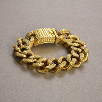 Bracelet rétro pour homme en acier inoxydable de 220mm à maillons cubains en plaqué or, styles religieux à la mode, bracelets à maillons de chaîne à la mode