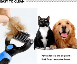 Peigne de toilettage professionnel 2-en-1 pour chiens et chats 2026 – Démêlant, brosse démêlante, éliminateur de poils, nettoyeur de sous-poil pour chiots et chatons à poils longs - Product Image 3