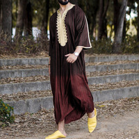 Thobe pour hommes musulmans Al Haramain, vêtements musulmans pour hommes avec impression numérique, thobe avec poche, manches courtes, bisht, kaftan turc