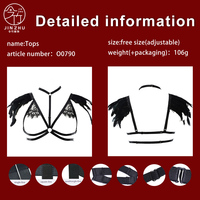 Harness Dada Wanita dengan Bulu Hitam, Tali Leher Choker, Renda, dan Elastis, Aksesori untuk Pesta Klub Rave