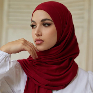 ฮิญาบผ้าเจอร์ซี่ย์ทรงหลวมเข้ารูปของผู้หญิงยอดนิยมดีไซน์เรียบง่ายแบบเรียบ - Product Image 2